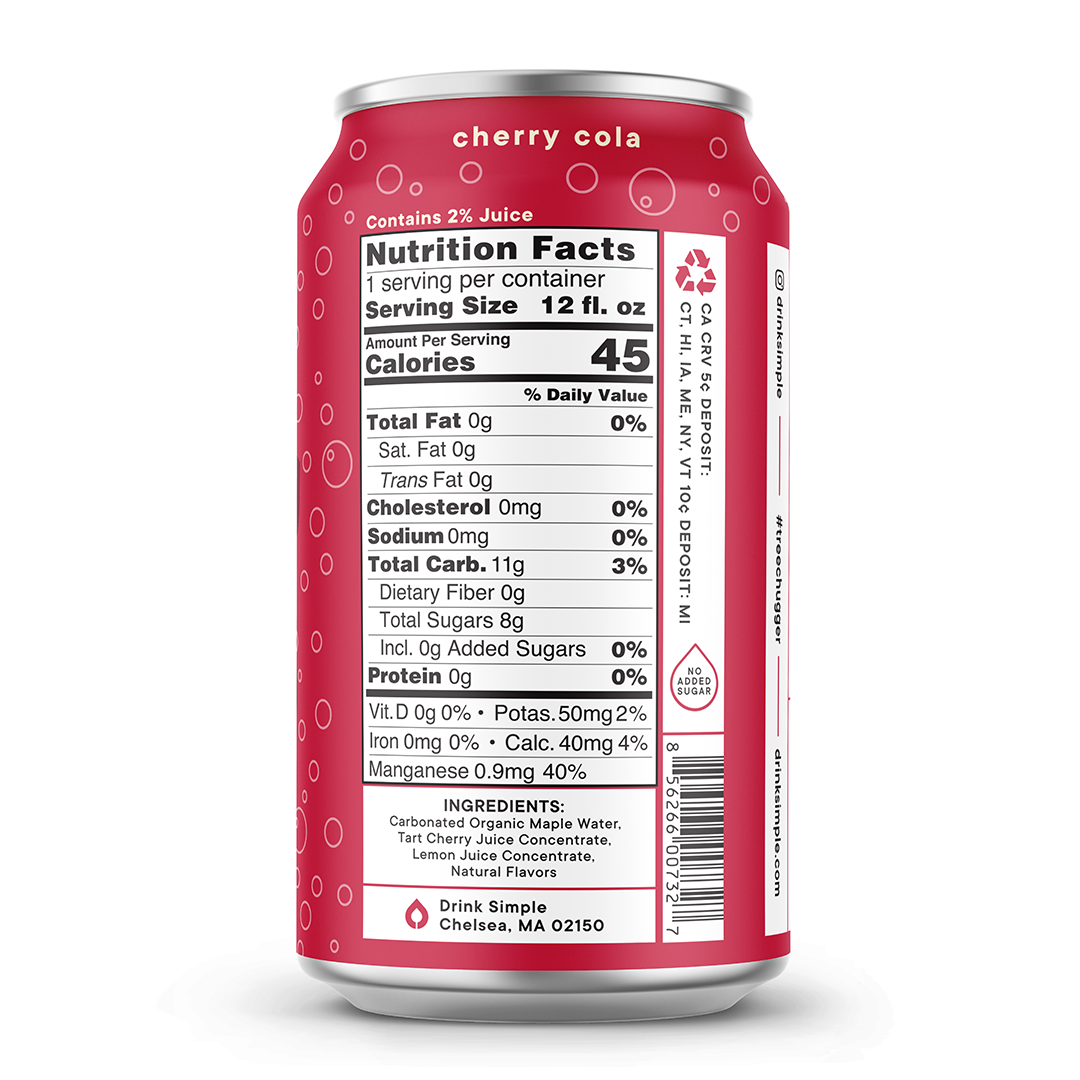 12 oz. Tart Cherry Vanilla Sparkling Maple Water - 12 Pack