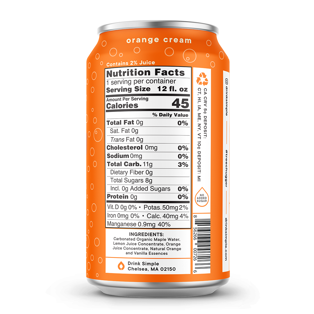 12 oz. Orange Cream Sparkling Maple Water - 12 Pack