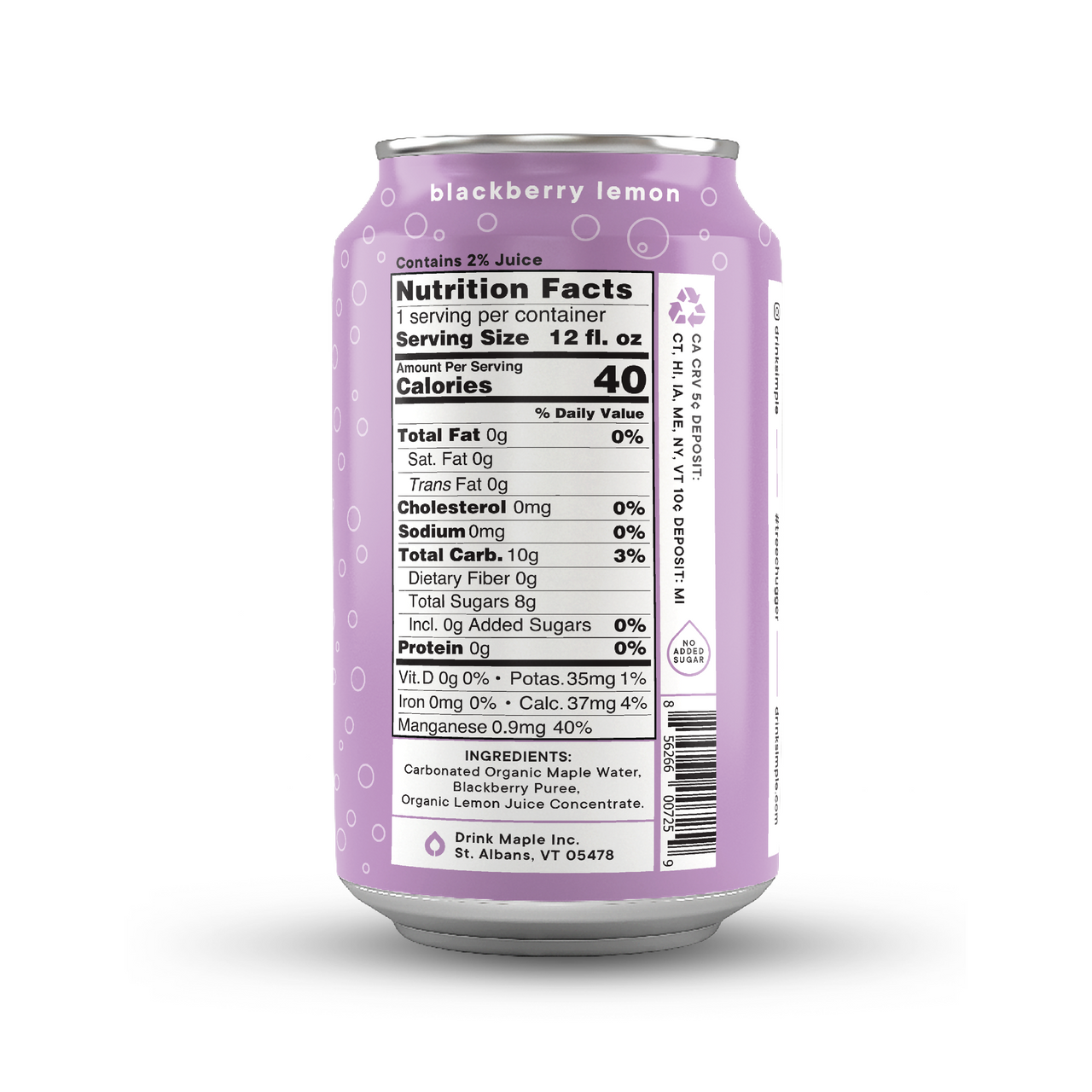 12 oz. Blackberry Lemon Sparkling Maple Water - 12 Pack