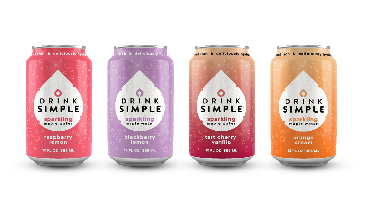 Mixed 12 Pack Sparkling Maple Waters- 4 Flavors: Tart Cherry Vanilla, Raspberry Lemon, Blackberry Lemon, and Orange Cream